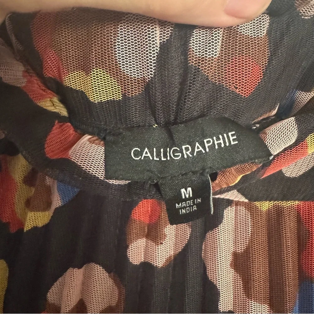 Calligraphie Pleated Mesh Midi Skirt – size: M $25 - Picture 4 of 6